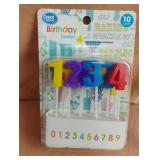 Number birthday candles. 6-10 ct packs