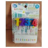 Number birthday candles. 6-10 ct packs