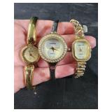 3 bracelet watches fashion jewelry goldtone ,