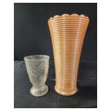 vintage Anchor Hocking Peach Lustre Glass Vase,