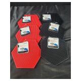 Six silicone pot holders and trivets, red and