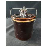 Vintage Brown Glazed Pottery Stoneware Cheese