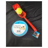 Ball launcher, collapsible pet bowl