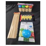 Toothpicks, corn holders, bamboo skewers, dip