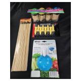 Toothpicks, corn holders, bamboo skewers, dip