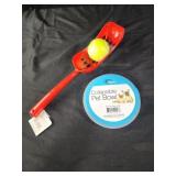 Ball launcher, collapsible pet bowl