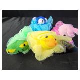 4 animal bath puffs