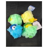 4 animal bath puffs