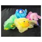 4 animal bath puffs