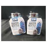 2 joie collapsible water bottles silicone blue
