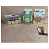 Mini peeler, dip clip, toothpicks and a microwave
