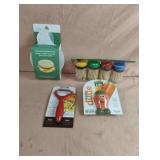 Mini peeler, veggie dude, toothpicks and a