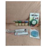 Tooth picks, dip clip, fish scaler and drinking