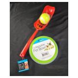 Ball launcher, collapsible pet bowl