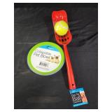 Ball launcher, collapsible pet bowl