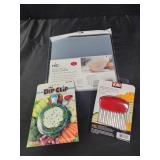 Crinkle cutter, dip clip bowl, microwave plate