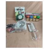 Dip clip, strainers-6, toothpicks and a fish