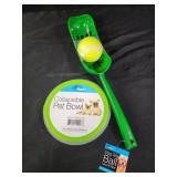 Ball launcher, collapsible pet bowl