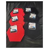 Six silicone pot holders and trivets, red and
