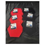Six silicone pot holders and trivets, red and