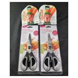 2 kitchen shears. 2 veggie brushes
