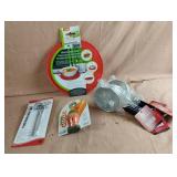 Microwave tray, veggie dude, thermometer and 6