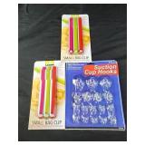 Bag clips and suction cup hooks