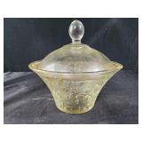 VINTAGE GLASS COVERED SERVING/VEGETABLE BOWL