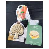 Veggie brush. Mushroom slicer. Microwave egg