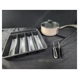 Flatware holder, cooking pot, peelers