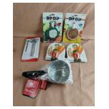 Dip clips, strainers, thermometer and veggie