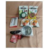 Dip clips, strainers, thermometer and veggie