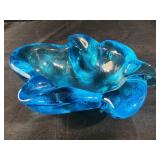 Mid Century Art Glass Turquoise Aqua Blue Glass