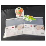Microwave bowl covers, veggie brush, croc peeler