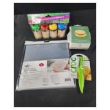 Toothpicks, microwave bowl covers,  croc peeler,