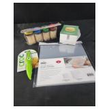 Toothpicks, microwave bowl covers,  croc peeler,