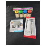 4 canister toothpicks, utility hook, cooking