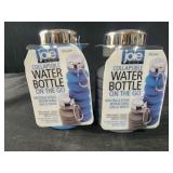 2 joie collapsible water bottles silicone blue