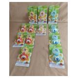 Sesame Street pacifier and holders. 12 total