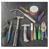 Hammers, tape, long lighter, soldering iron ,