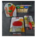 Toothpicks,  veggie brush  crinkle cutter,  mini