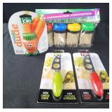 Toothpicks,  veggie brush,  mini cheese knives