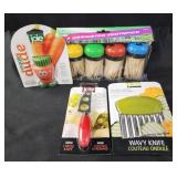 Toothpicks,  veggie brush  crinkle cutter,  mini
