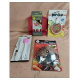 Utensil rest, steamer basket, dip clip and mini