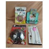 Utensil rest, steamer basket, dip clip and mini