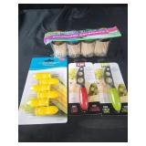 Toothpicks, corn holders. Cheese knives