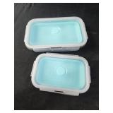 2 small silicone collapsible food storage with