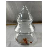 Christmas Tree Shaped Glass Candy Jar