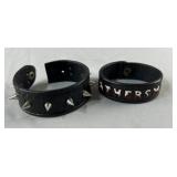 Two Leather Wrist Bands - Leathersmith and Spiked