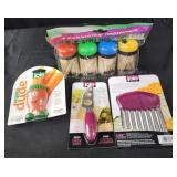 Toothpicks,  veggie brush  crinkle cutter,  mini